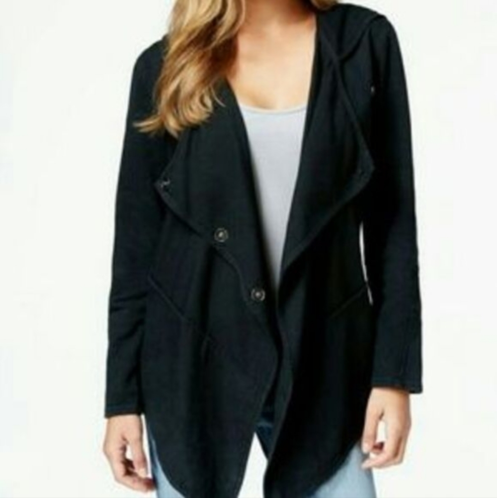 Black Draped Utility Jacket Assymetrical Streetwear Y2K Statement Artsy Coat New